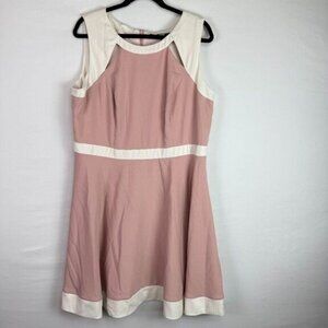 JAYGODFREY Fit & Flare Cut Out Sleeveless Midi Dress White/ Blush Plus Size 16W